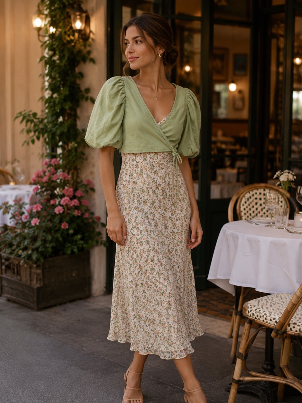 NASTY GAL  cropped Puffed sleeve cotton wrap shrug